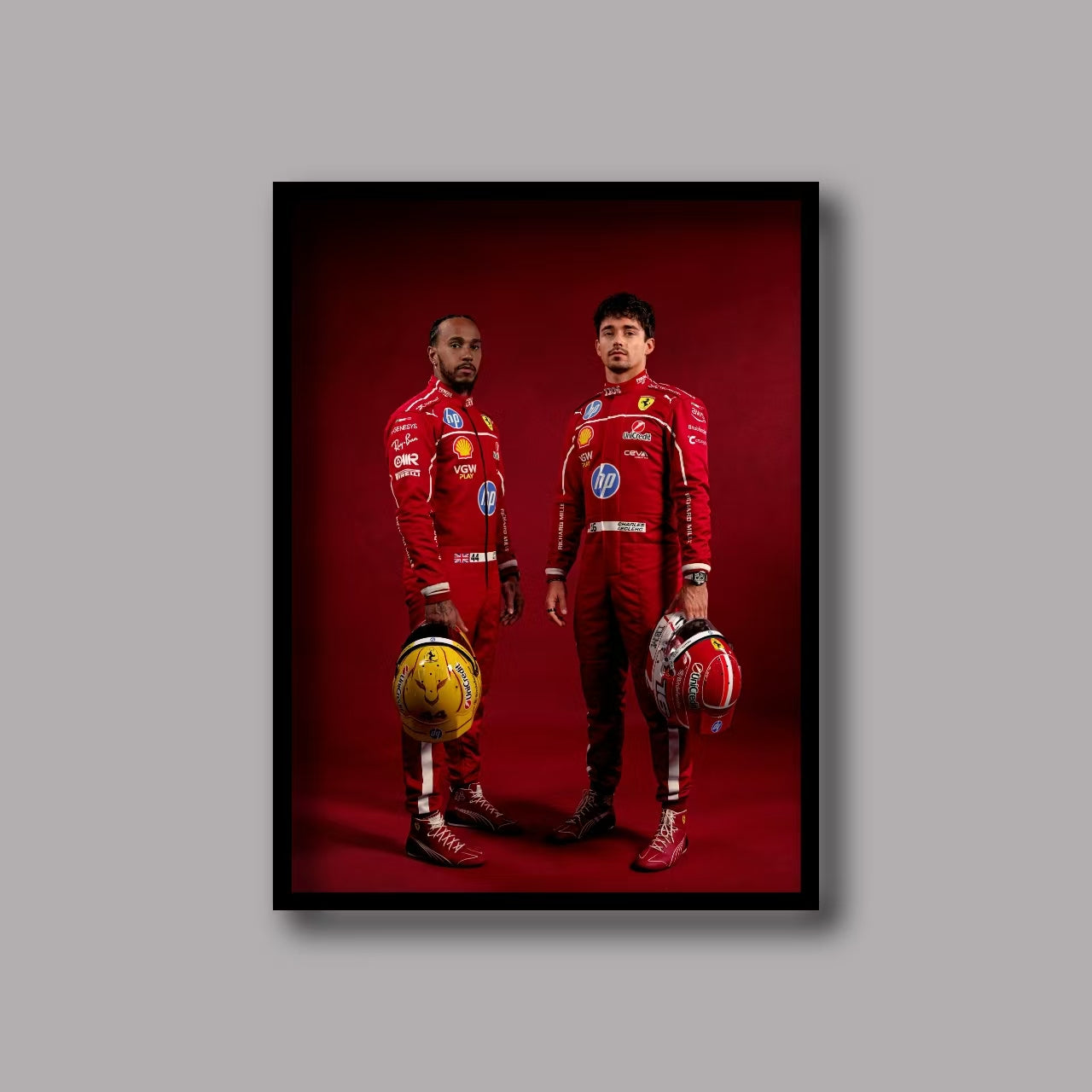 Charles Leclerc & Lewis Hamilton 40x30 Frame