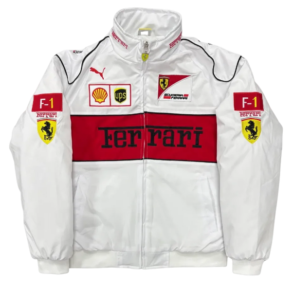White Bomber Racing Jacket