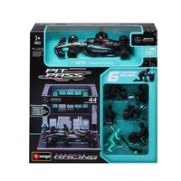 W14 DIORAMA GARAGE PIT-STOP TEAM MERCEDES 2024 WITH CREW FIGURE AND ACCESSORIES