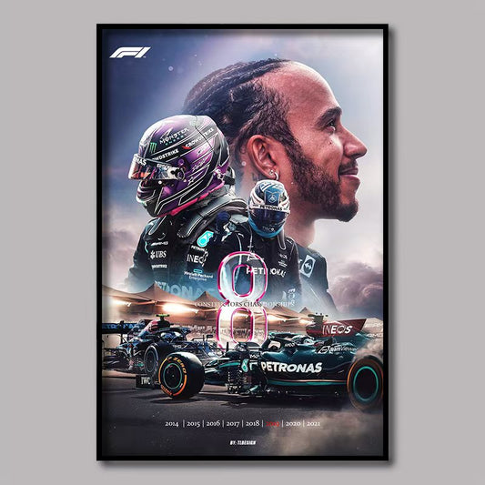 Mercedes Hamilton x Bottas 8 Time WCC 90x60 CM Frame