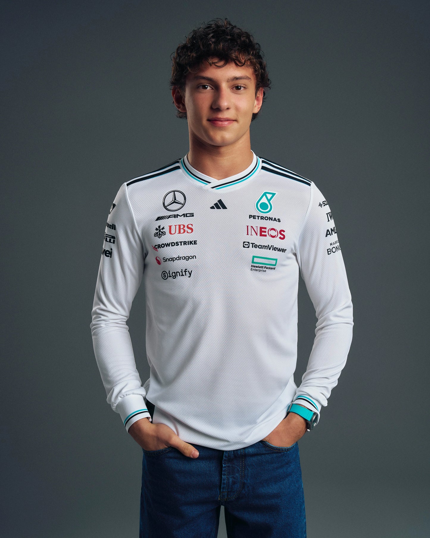 Mercedes 2025 Long Sleeve White Shirt