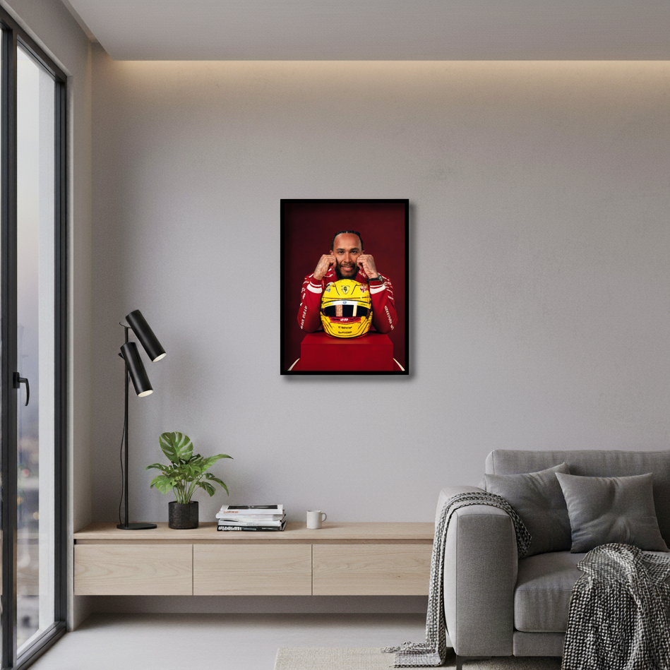 Lewis Hamilton Ferrari 3 40x30 Frame