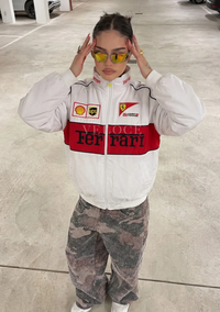 White Bomber Racing Jacket