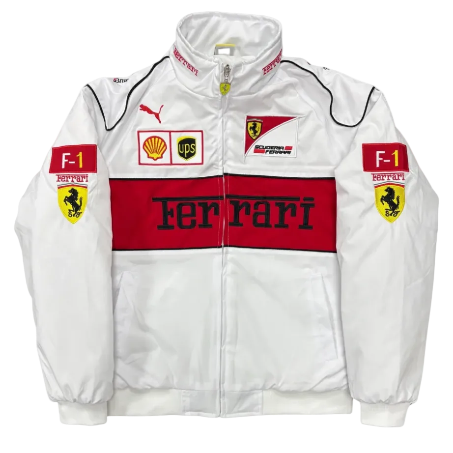 White Bomber Racing Jacket